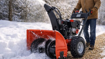 Snowblowing a gravel driveway